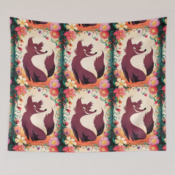 Artikelvorschau, Fuchs-Porträt. Fuchs-Silhouette, Blumenfuchs, abstrakter Fuchs, Fantasiefuchs, wunderlicher Fuchs, Fuchsmuster entworfen und verkauft von FoxVibes.