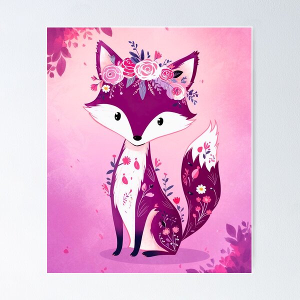 Item preview, Fox Portrait. fox silhouette, floral fox, abstract fox, fantasy fox, whimsical fox, fox pattern designed and sold by FoxVibes.
