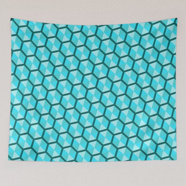 Item preview, Teal Multicolor Umbrella Hexagons Honeycomb Grid Party Pattern designed and sold by Alchemy-A-La-G.