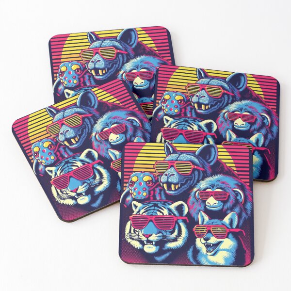Item preview, Radical Retro: Neon Safari Animal Art | 80’s Vintage Notebook Style for Cat & Critter Lovers designed and sold by litchick1977.