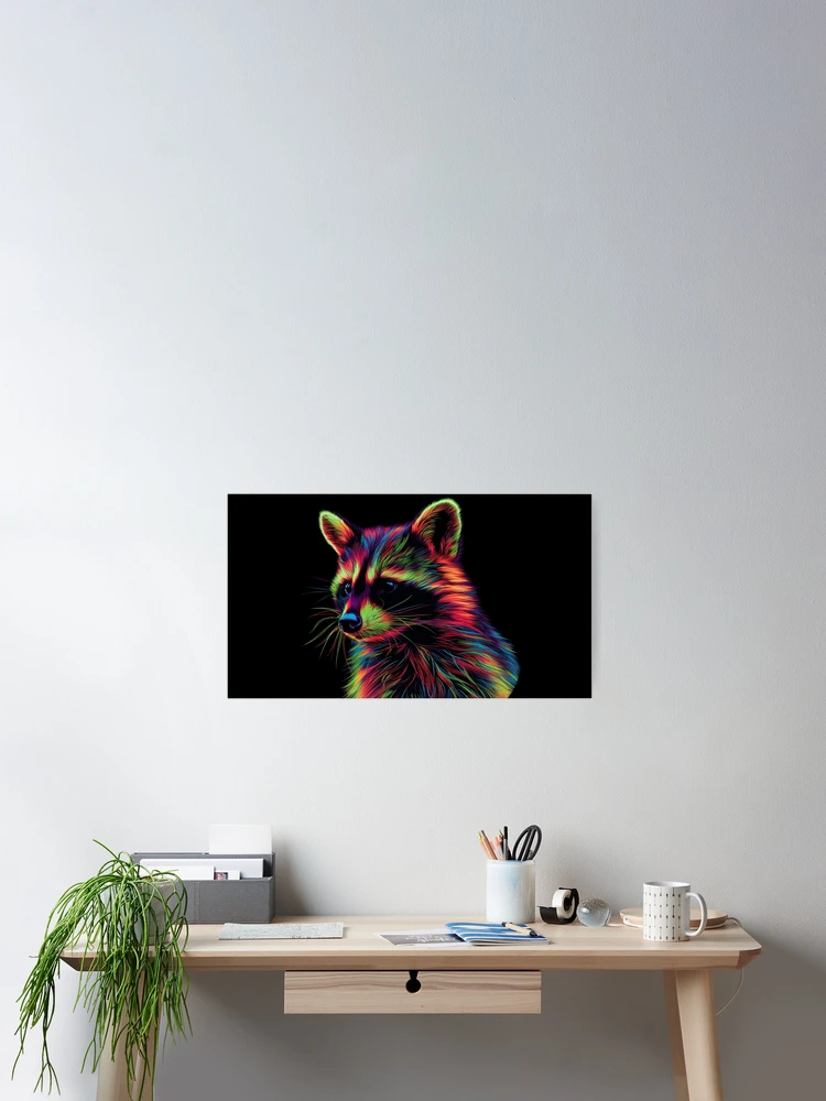 Thumbnail 2 of 3, Poster, Psychedelic Racoon designed and sold by SmallOwlDesign.