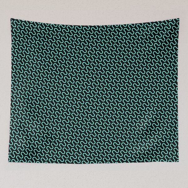 Item preview, Teal Swirly Waves Curly Snake Lines Party Pattern designed and sold by Alchemy-A-La-G.