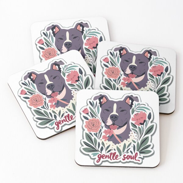 Item preview, Gentle Soul Pitbull - Peaceful Floral Dog Portrait designed and sold by NiftyWrx.