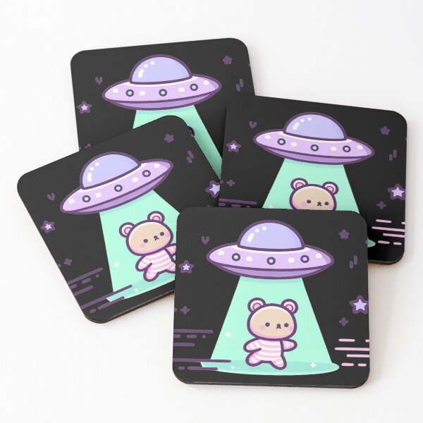 Item preview, Kawaii Bear UFO Adventure - Cosmic Cuddles: Cute and Whimsical Alien Encounter Art designed and sold by litchick1977.