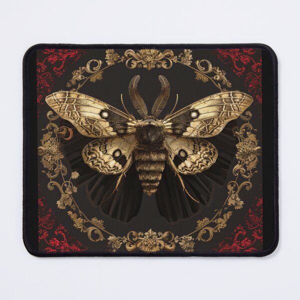 Item preview, Moth with Red and Gold Scrolls, vintage, Classical, Ornate designed and sold by ANotiontoKnit.
