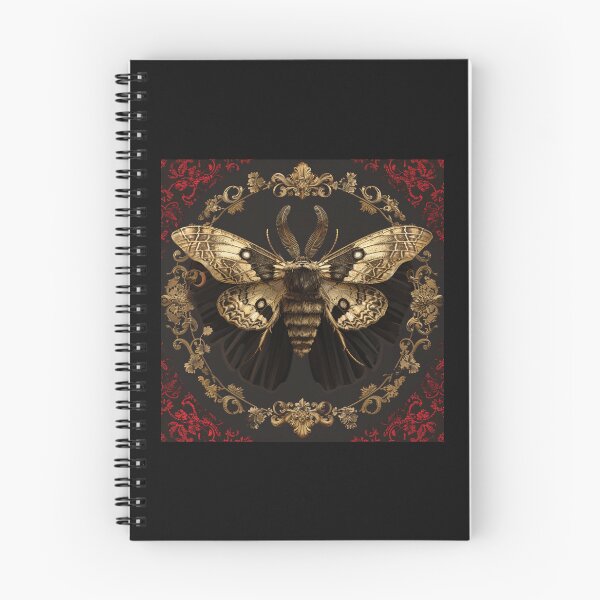 Item preview, Moth with Red and Gold Scrolls, vintage, Classical, Ornate designed and sold by ANotiontoKnit.