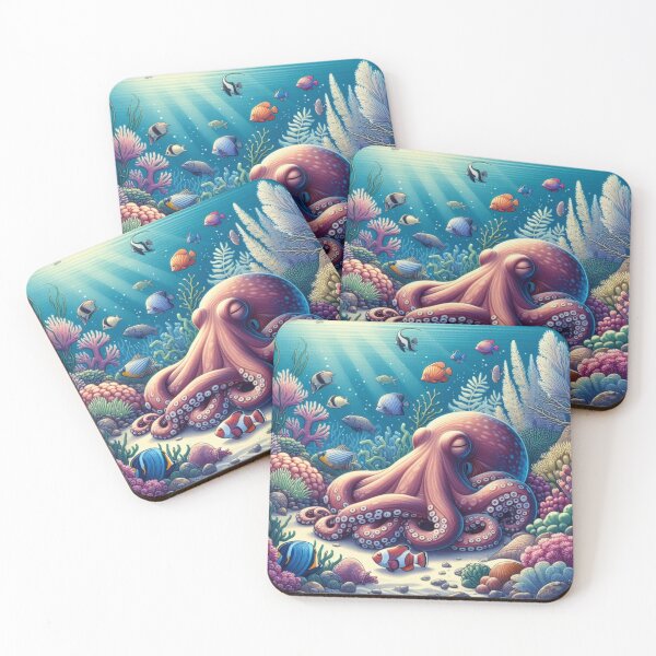 Item preview, Vibrant Octopus Art | Underwater Marine Life Odyssey | Ocean Lover Decor designed and sold by litchick1977.