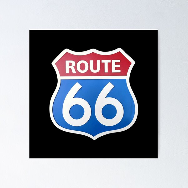 Item preview, road sign, route 66, blue and red designed and sold by Numbers-Art.