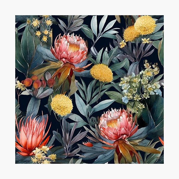 Aperçu de l'œuvre Motif de fleurs indigènes australiennes, Waratah, Wattle, fleurs étoilées créée et vendue par Jaydee001.