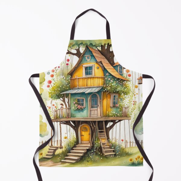 Item preview, The Hideout Cute Fantasy Multi-Story Wooden Tree House in the Meadow With Spring Flowers and Dandelions Garden - Whimsical Illustration designed and sold by MyArt23.