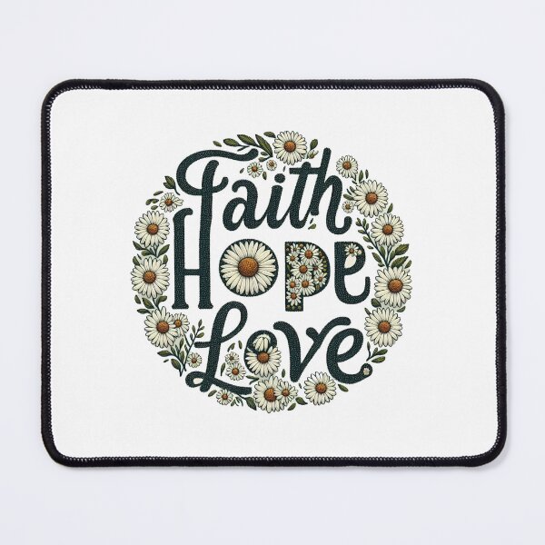 Item preview, A design with daisies forming the words 'faith', 'hope', and 'love' designed and sold by yassinehelal.