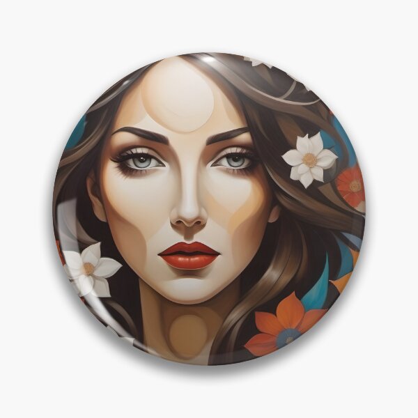 Item preview, Geometric brunette woman portrait, expressionist art designed and sold by lonelymoony.