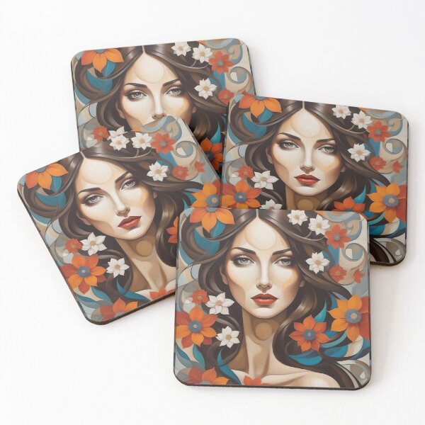 Item preview, Geometric brunette woman portrait, expressionist art designed and sold by lonelymoony.