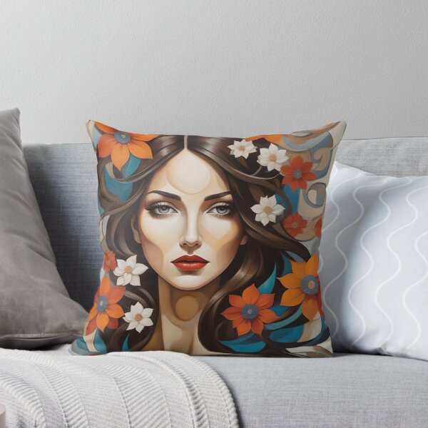 Item preview, Geometric brunette woman portrait, expressionist art designed and sold by lonelymoony.