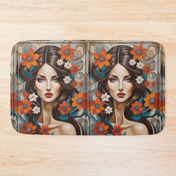 Item preview, Geometric brunette woman portrait, expressionist art designed and sold by lonelymoony.