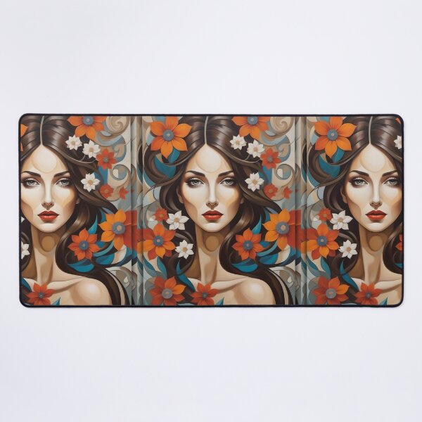 Item preview, Geometric brunette woman portrait, expressionist art designed and sold by lonelymoony.