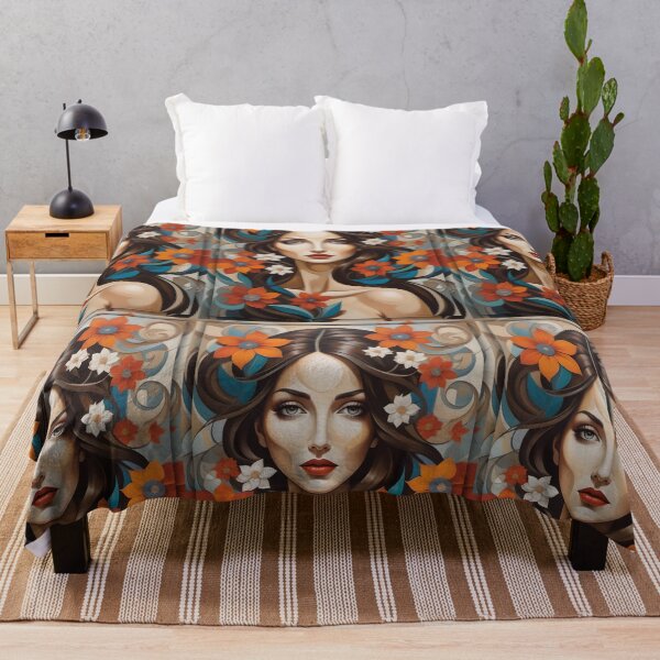 Item preview, Geometric brunette woman portrait, expressionist art designed and sold by lonelymoony.