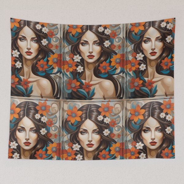 Item preview, Geometric brunette woman portrait, expressionist art designed and sold by lonelymoony.