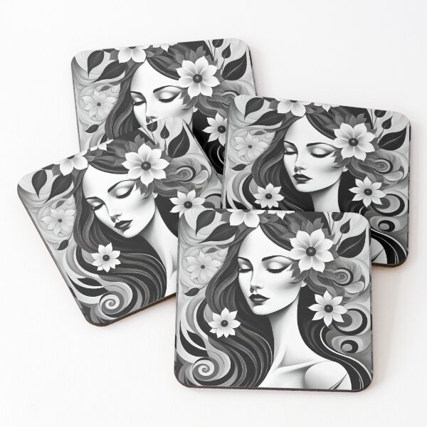Item preview, Geometric chiaroscuro woman portrait, expressionist art designed and sold by lonelymoony.
