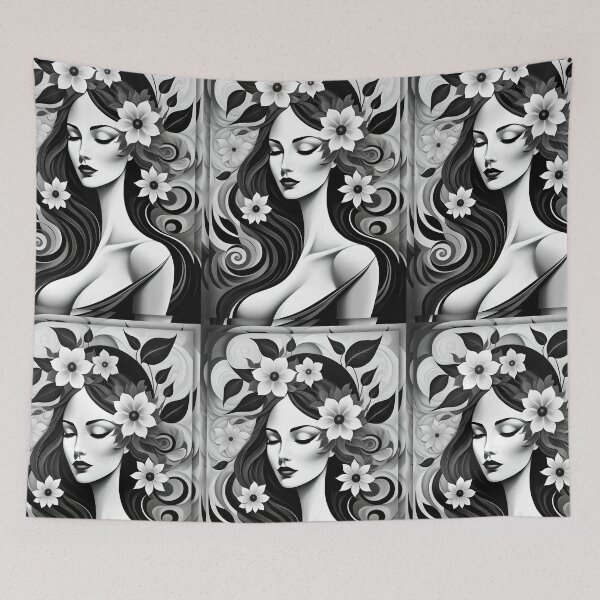 Item preview, Geometric chiaroscuro woman portrait, expressionist art designed and sold by lonelymoony.