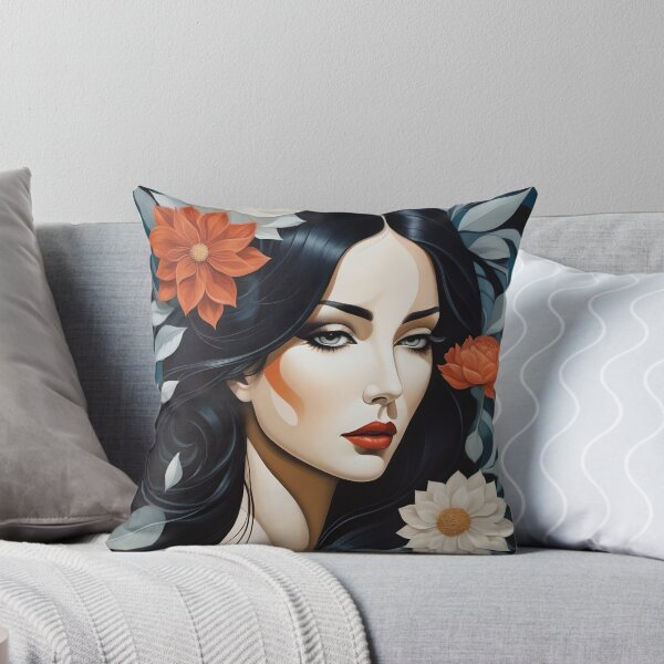 Item preview, Geometric dark blue woman portrait, expressionist art designed and sold by lonelymoony.
