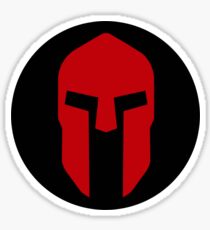 Spartan Helmet Red on Black - Corinthian Type Sticker