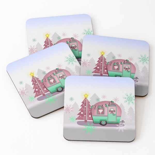 Item preview, Retro 60S Christmas Happy Camper Mauve and Mint  designed and sold by Sharon Schwalbe.