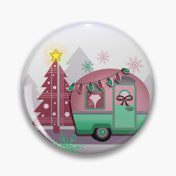 Item preview, Retro 60S Christmas Happy Camper Mauve and Mint  designed and sold by Sharon Schwalbe.