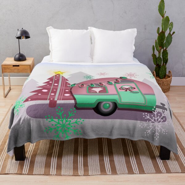 Item preview, Retro 60S Christmas Happy Camper Mauve and Mint designed and sold by Sharon Schwalbe.