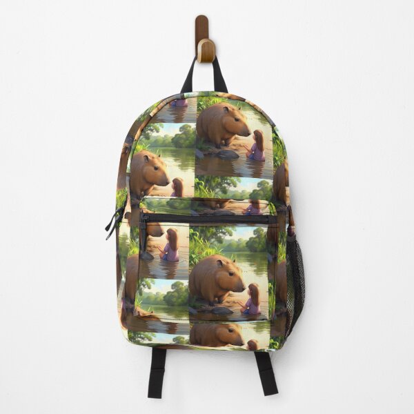 Item preview, Child and capybara Amazon River Brazil designed and sold by Astralia.