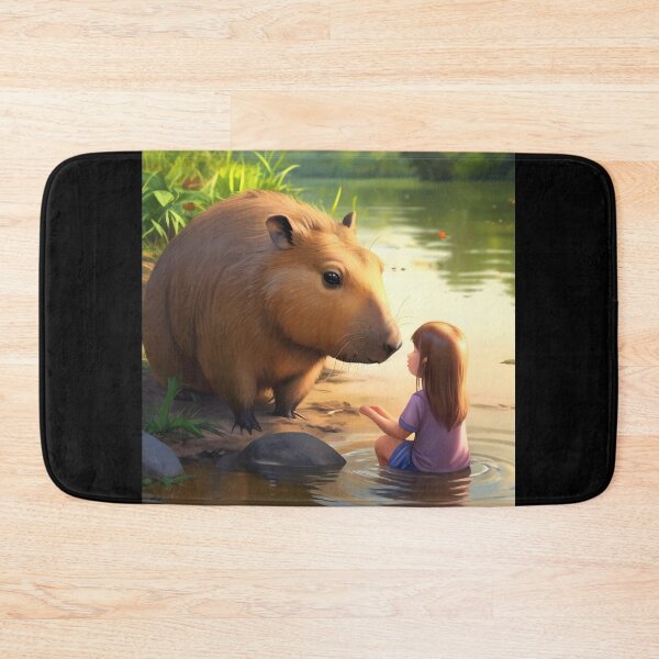 Item preview, Child and capybara Amazon River Brazil designed and sold by Astralia.