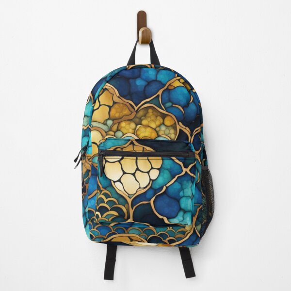 Item preview, Seigaiha Serenity: Mesmerizing Alcohol Ink Seamless Pattern in Blue and Gold designed and sold by Cutiespattern.