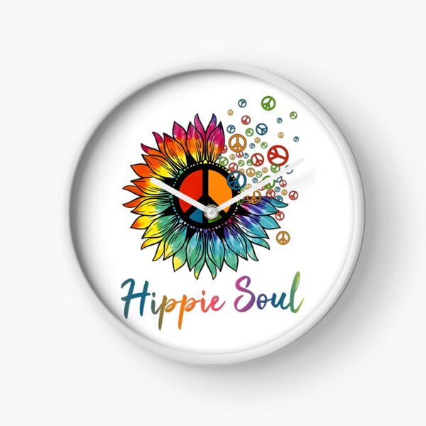 Hippy Chick Boho Canvas Wall Art, Stickers, T-shirt, Posters and Throw Pillows - Hippie Soul Clock