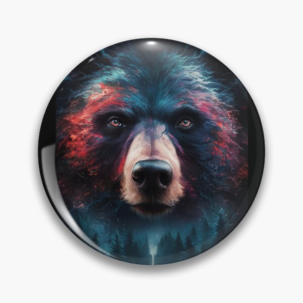 Item preview, Bear painting in the forest at night designed and sold by ArtandSmile.