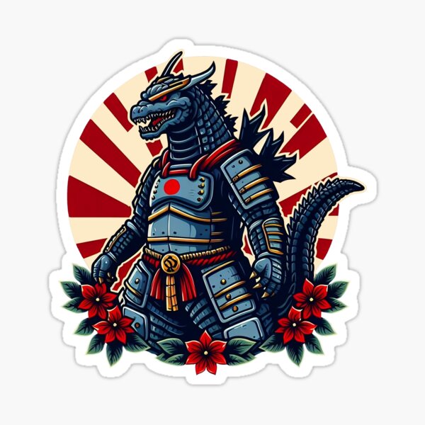 Vista previa del artículo con la obra «Godzilla Samurai Kaiju Amoured», diseñado y vendido por Mondayshine.