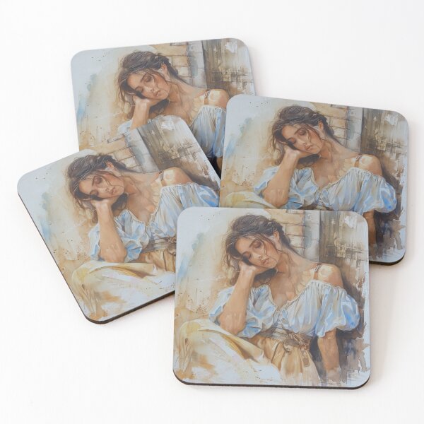 Item preview, Watercolor Woman Leaning on Wall designed and sold by palmyst.