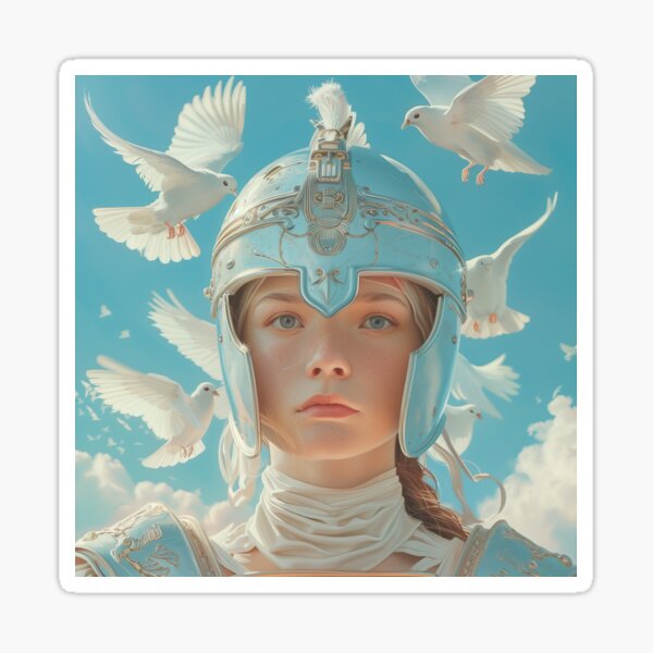 Item preview, Girl Warrior Surrounded by Peaceful Doves designed and sold by palmyst.