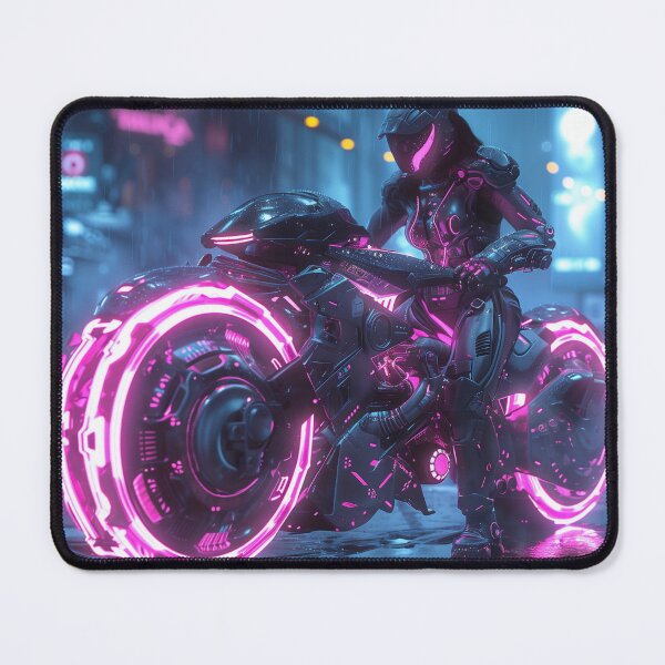 Item preview, Cyberpunk Warrior on Neon Bike in Rain designed and sold by palmyst.