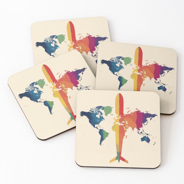 Item preview, Colorful World Map with Airplane designed and sold by palmyst.