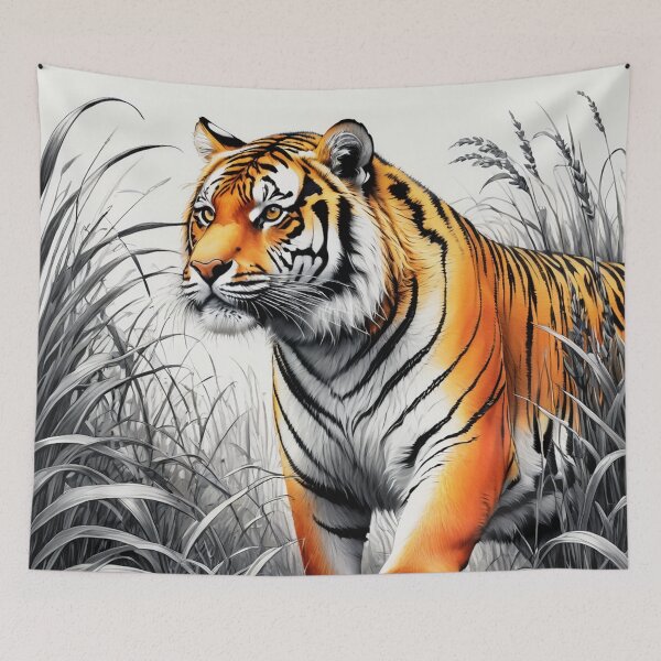 Item preview, Tiger Ink Portrait designed and sold by PatternTitan.