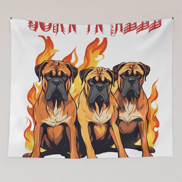 Item preview, Agresive Englisch Mastiffs  in fire Born in Hell dog in fire  designed and sold by GoodyPaws.