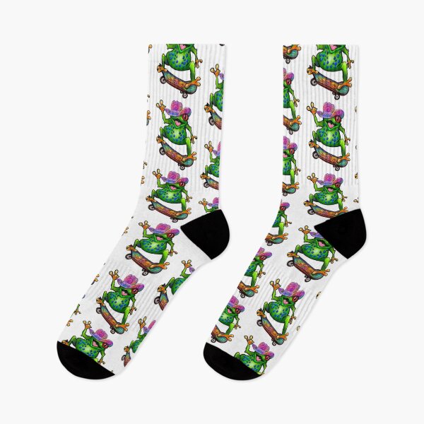 Item preview, Frog tie dye Kawaii Froggy Skateboarding Cute Frog in cowboy hat Funny toad toads amphibian tadpole Green Red eyed tree frogs  rain forest science fiction gift Lizard dragon zoology frog designed and sold by Artonmytee.