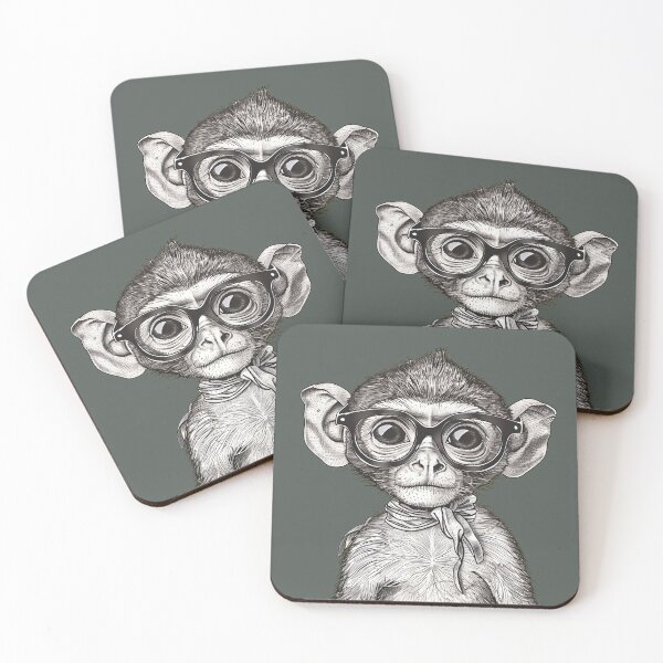 Item preview, Scholarly Simian - Bespectacled Monkey Illustration designed and sold by ElegantQuirk.