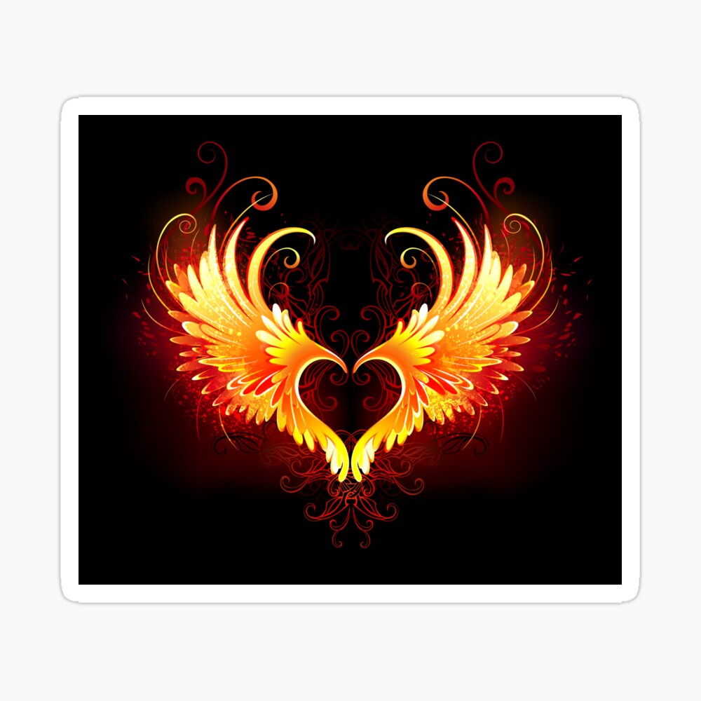 Angel Fire Heart With Wings Metal Print By Blackmoon9 Redbubble