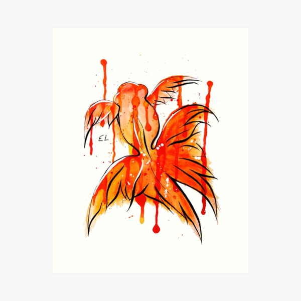 Item preview, Orange and Red Watercolor Splatter Goldfish designed and sold by GhostoftheSea.