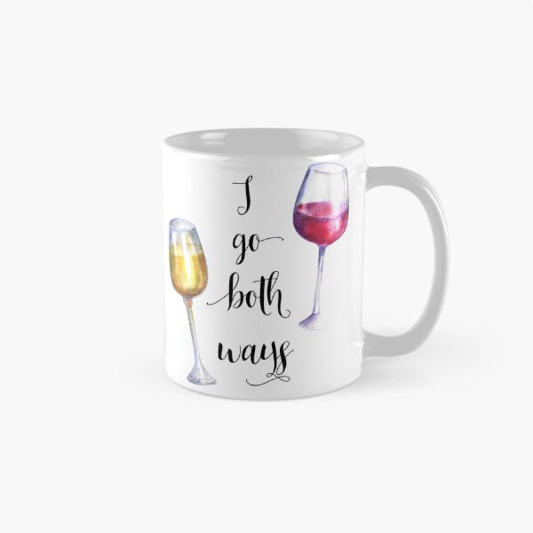 Item preview, I Go Both Ways Red White Wine Handwritten Watercolor designed and sold by ColorFlowArt.