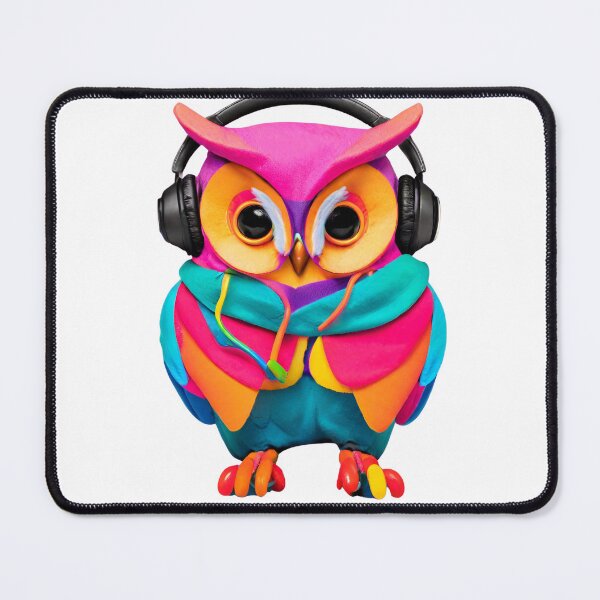 Item preview, Standing colorful owl with headphones designed and sold by maggiesens.