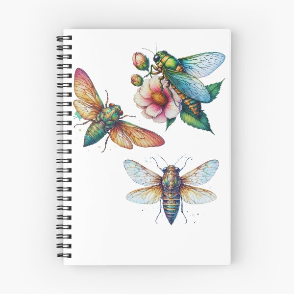 Item preview, Watercolor Cicada, Cute Three Cicadas Garden Flowers Entomologist designed and sold by ZANNIX.