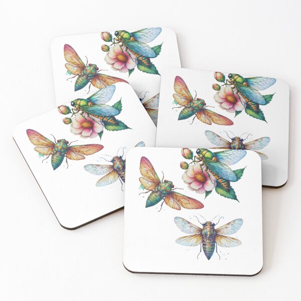 Item preview, Watercolor Cicada, Cute Three Cicadas Garden Flowers Entomologist designed and sold by ZANNIX.