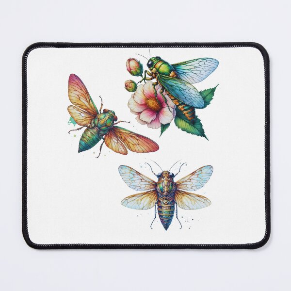 Item preview, Watercolor Cicada, Cute Three Cicadas Garden Flowers Entomologist designed and sold by ZANNIX.